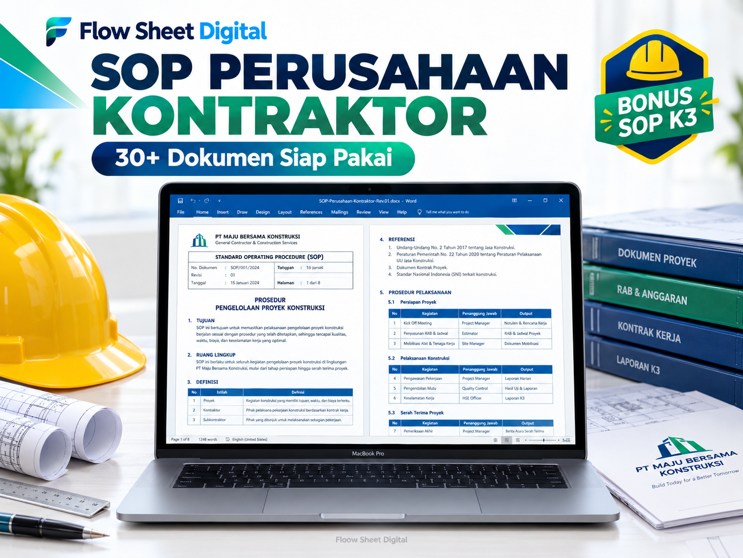 Paket SOP Perusahaan Kontraktor Lengkap | 30+ Dokumen Siap Pakai + Bonus SOP K3