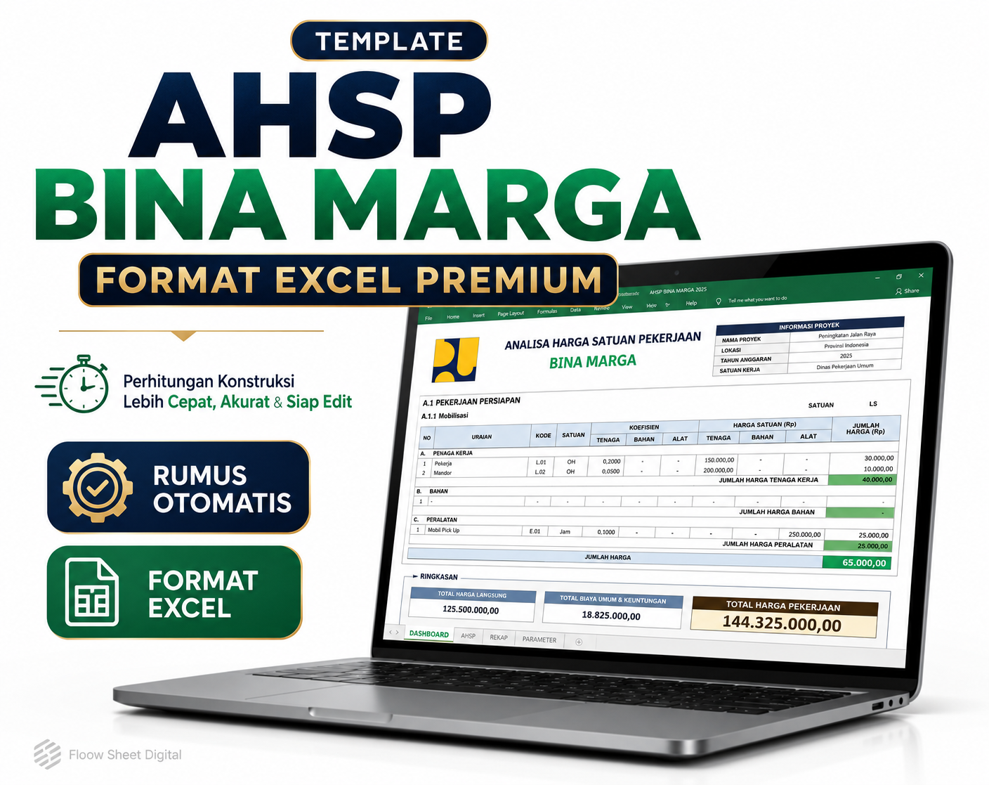 Template AHSP Bina Marga 2025 Excel Premium | Analisa Harga Satuan Pekerjaan, Estimasi Biaya & RAB Otomatis