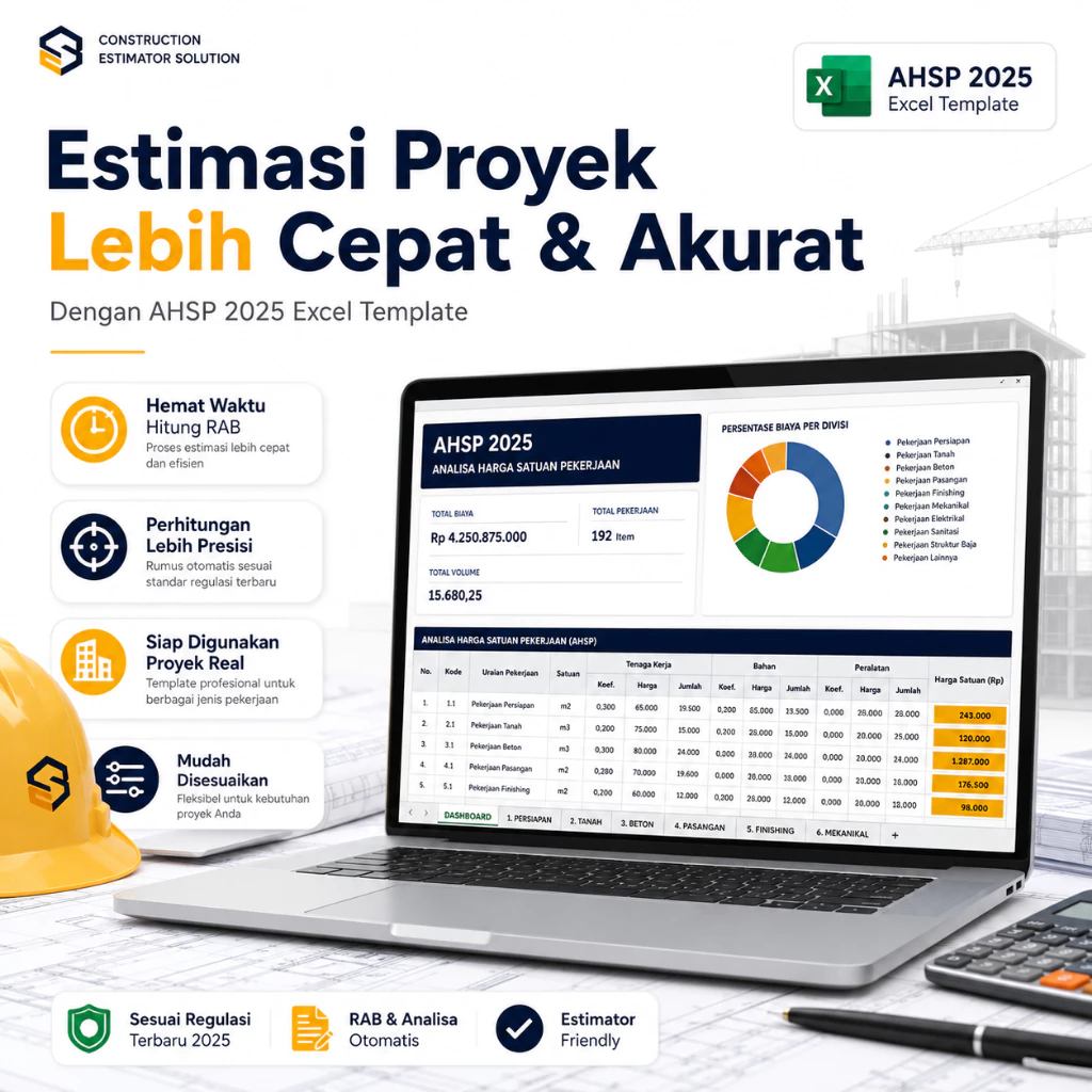 Template Excel AHSP 2025 & RAB Konstruksi Otomatis - Analisa Harga Satuan Pekerjaan Lengkap | Cocok untuk Estimator Kontraktor