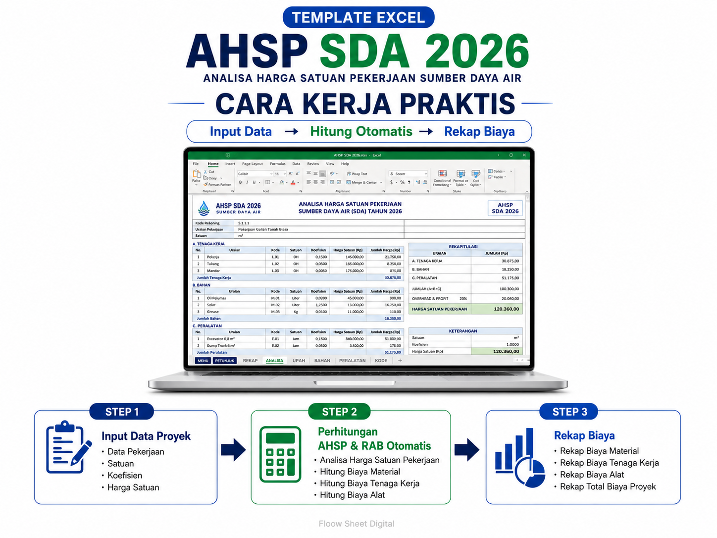 Template Excel AHSP SDA 2026 | Analisa Harga Satuan Pekerjaan Sumber Daya Air Sesuai SE Dirjen Bina Konstruksi No. 47/SE/DK/2026