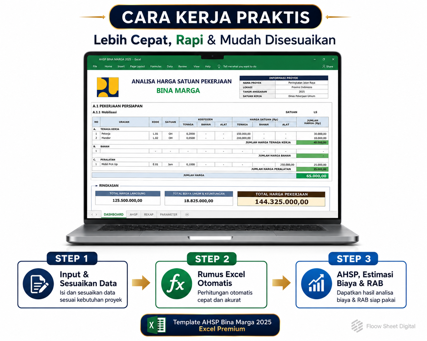 Template AHSP Bina Marga 2025 Excel Premium | Analisa Harga Satuan Pekerjaan, Estimasi Biaya & RAB Otomatis