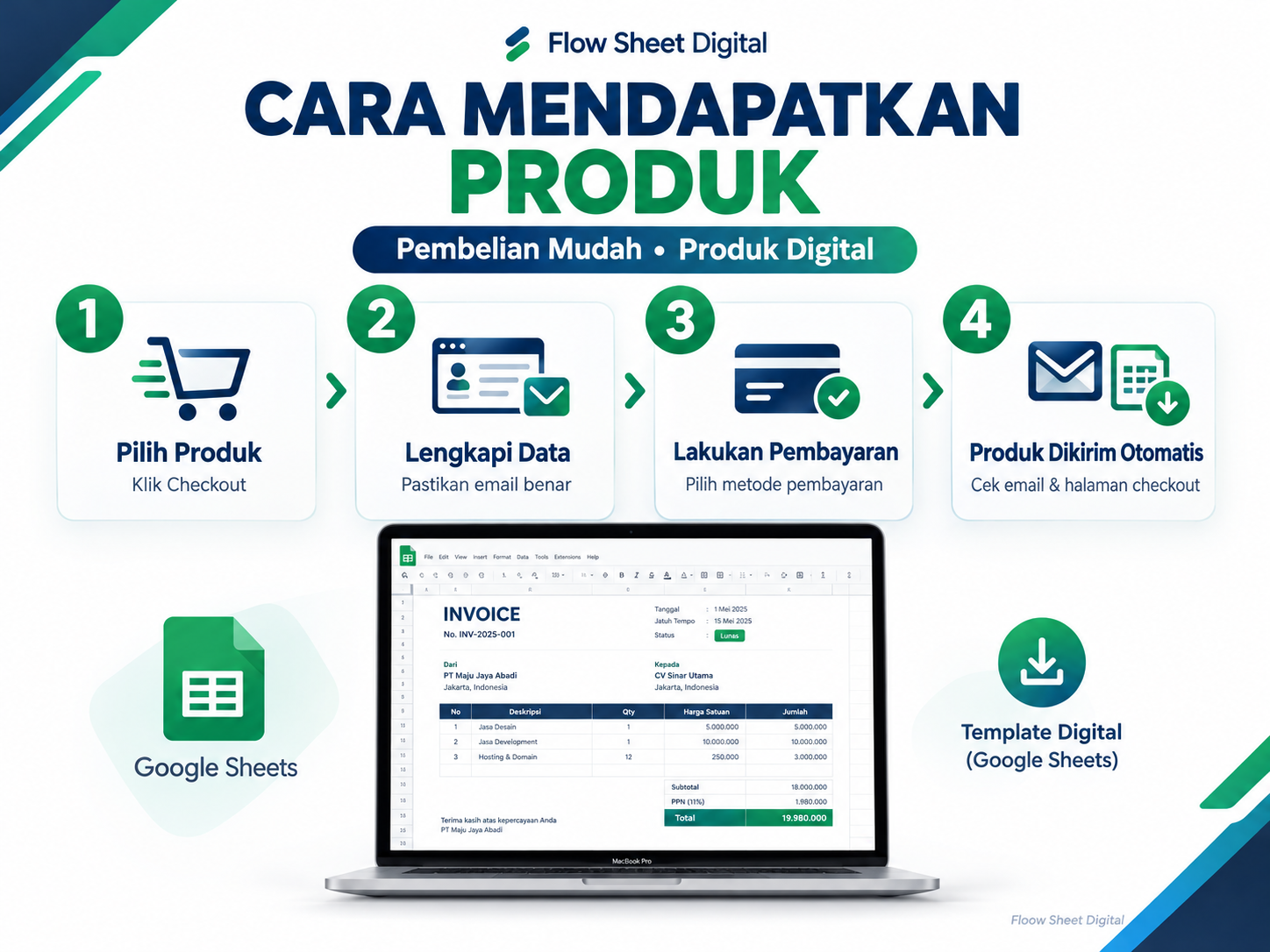 Template Invoice Otomatis Google Sheets | Invoice Generator, Diskon & DP Otomatis