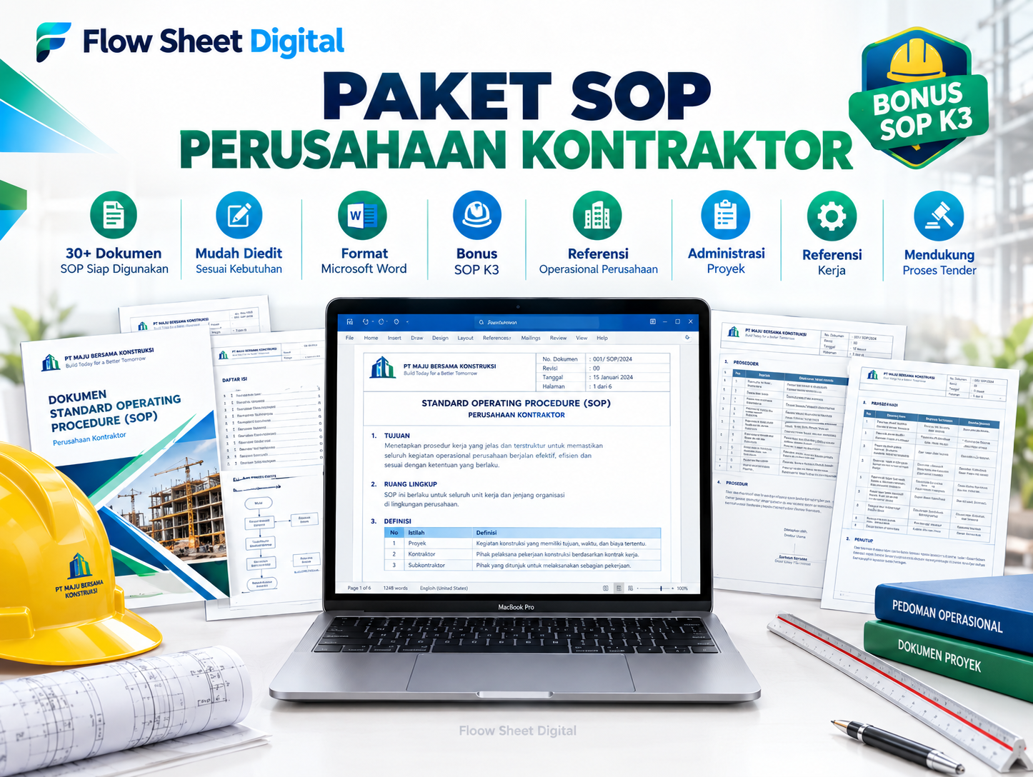 Paket SOP Perusahaan Kontraktor Lengkap | 30+ Dokumen Siap Pakai + Bonus SOP K3