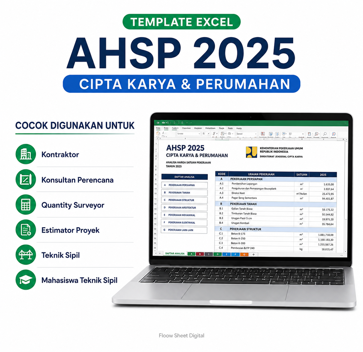 Template Excel AHSP 2025 Cipta Karya & Perumahan | Analisis Harga Satuan Pekerjaan SE 30/SE/DK/2025